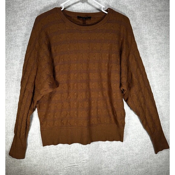 Cyrus Boxy Sweater Womens Brown Rayon Blend Size Medium Dolman Sleeve - Picture 1 of 10